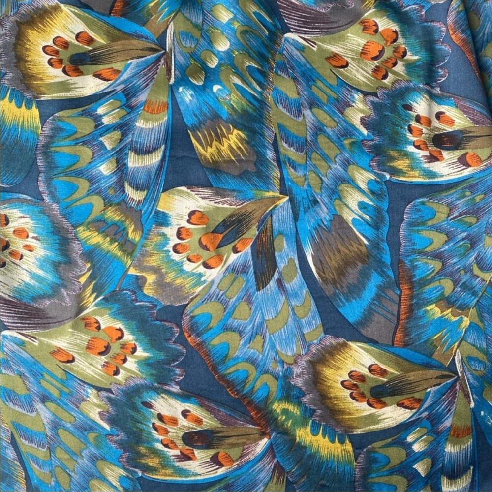 Gorgeous 100% Silk Dress Peacock Feather print midi dress - Picture 5 of 9